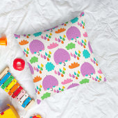 Coussin Purple Umbrellas with Clouds and Raindrops
