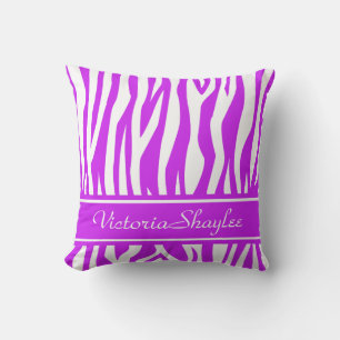 Coussin Purple Zebra Imprimer avec du texte personnalisé