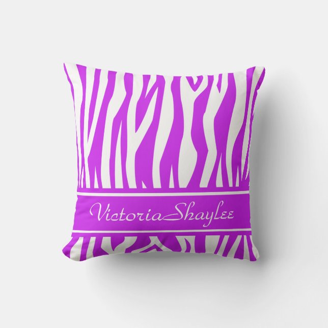 Coussin Purple Zebra Imprimer avec du texte personnalisé (Recto)