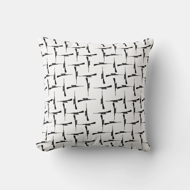 Coussin Pursuit de précision : Chasse Motif noir et blanc  (Recto)