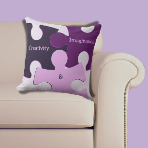 Coussin Puzzle créatif et imagination Rose Violet