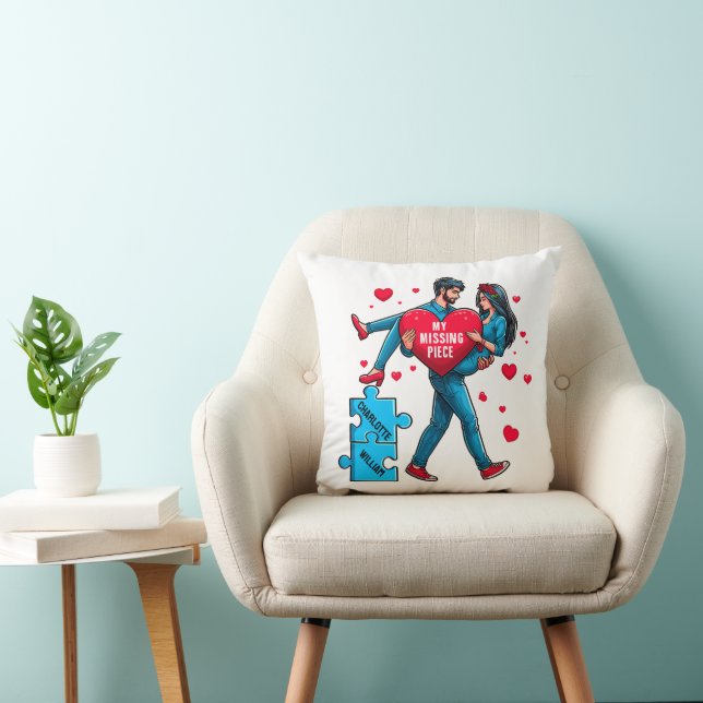 Coussin Puzzle d'amour personnalisé - Mon morceau manquant (Chaise)