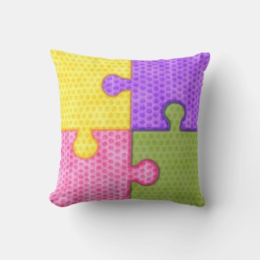 Coussin Puzzle de couleur vive PIèces (Recto)