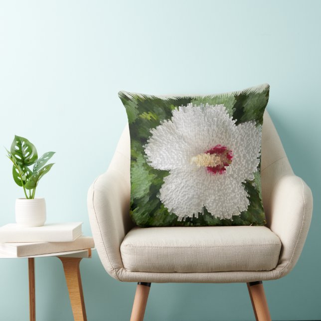 Coussin Puzzle de fleurs blanches (Chaise)