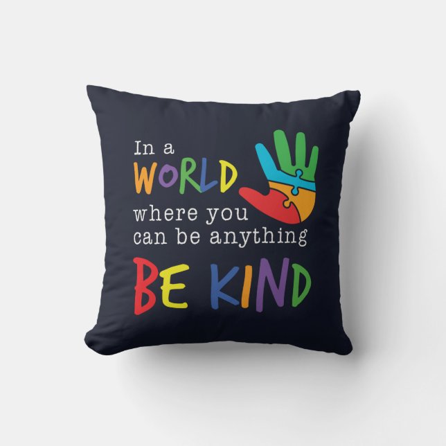 Coussin Puzzle Mains Autisme Sois Gentil  (Recto)
