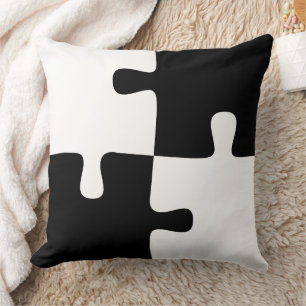 Coussin Puzzle noir et blanc Motif simple Art