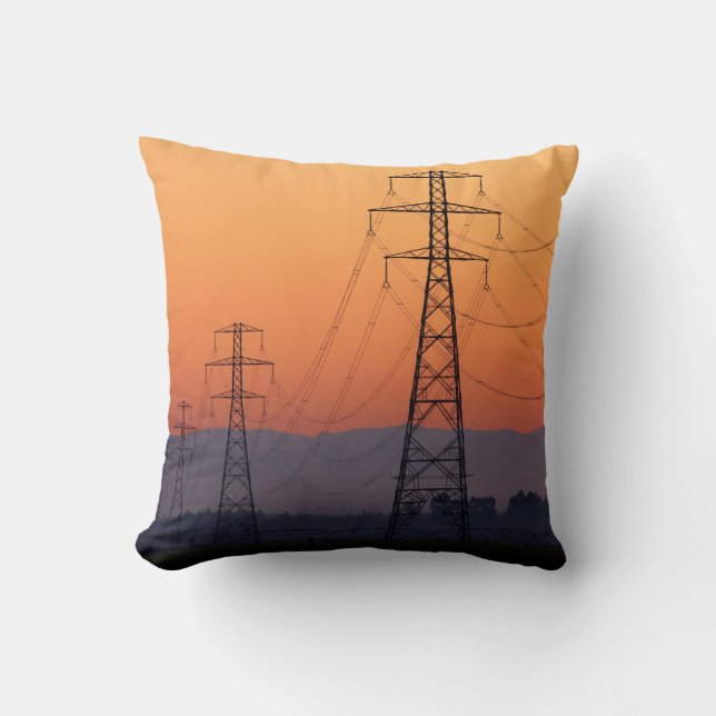 Coussin Pylônes électriques au coucher du soleil (Recto)