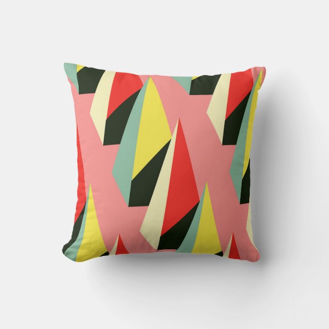 Coussin Pyramides 3D : Vintage géométrique rétro. (Recto)