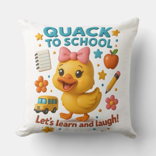 Coussin Quack to School - Cute Duck Back to School (Recto)
