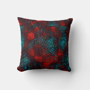 Coussin Quadriculados riscados em vermelho e azul claro.