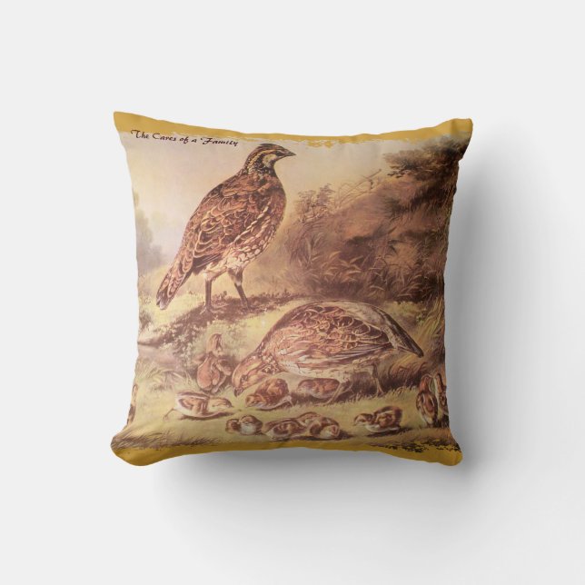 Coussin Quail Family (Recto)