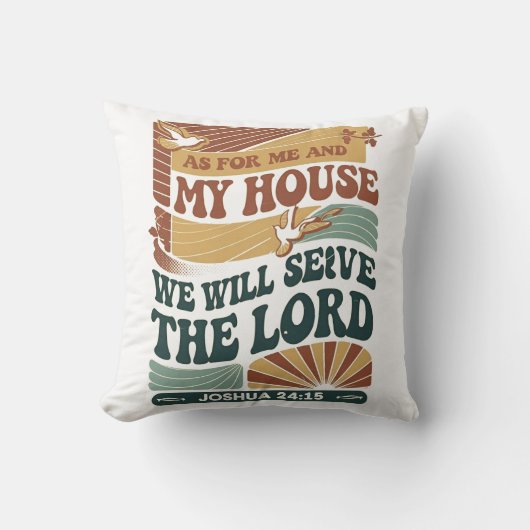 Coussin Quant à moi et ma maison" Bible Verse design (Recto)