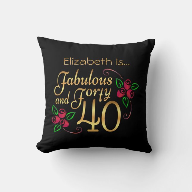 Coussin Quarante Roses noires rouges dorées Fabuleuses Ann (Recto)