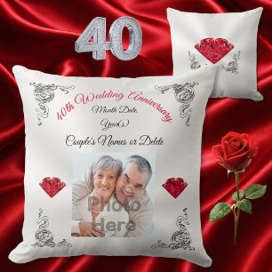 Coussin Quarantième présent personnalisé d'anniversaire de