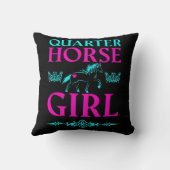 Coussin Quart Horse Girl en Aqua et Rose (Verso)
