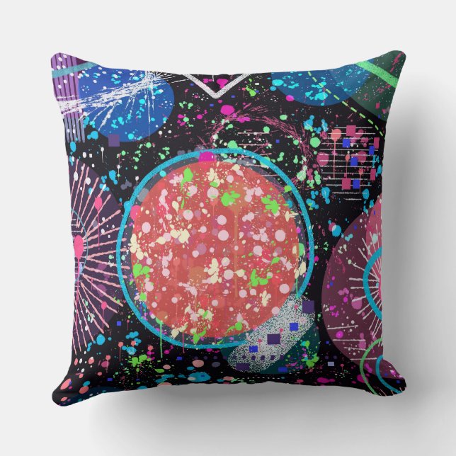 Coussin Quartier galactique : carte postale d'art abstrait (Verso)