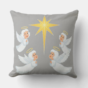 Coussin Quatre anges mignons priant autour d'une étoile br