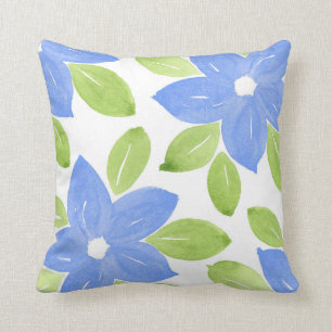 Coussin Quatre Fleurs Aquarelle Bleue Périvent
