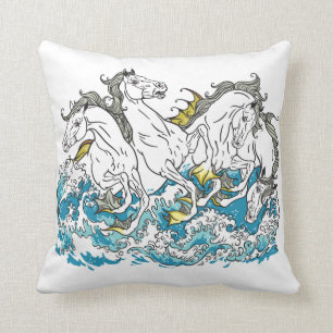 Coussin quatre hippocampes mythologiques