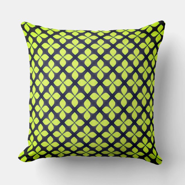 Coussin Quatre pétales en vert citron vert (Recto)