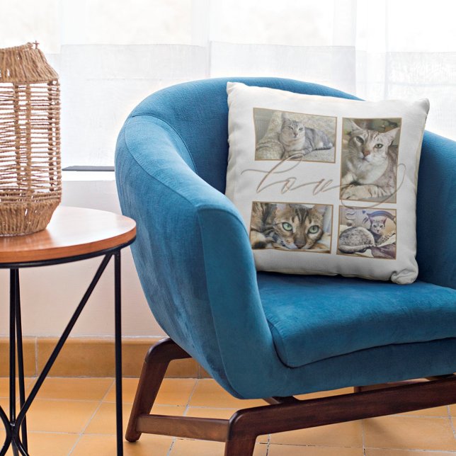 Coussin Quatre Photos Collage Love Animaux de compagnie No (Créateur téléchargé)