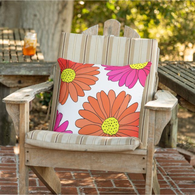 Coussin Quatre salades orange et rose (Chaise)
