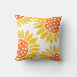 Coussin Quatre Tournesols couleur orange jaune