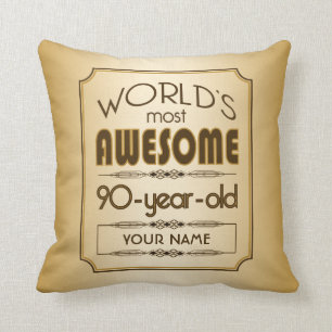 Coussin Quatre-vingt-dixième monde de célébration