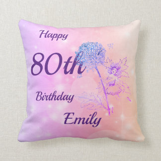 Coussin Quatre-vingtième anniversaire d'étincelle féerique