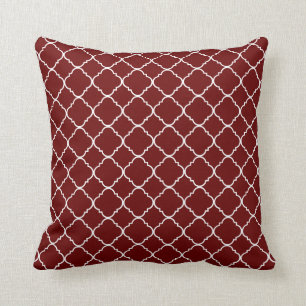 Coussin Quatrefoil blanc rouge