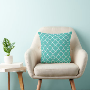 Coussin Quatrefoil Bleu, Trellis Marocain