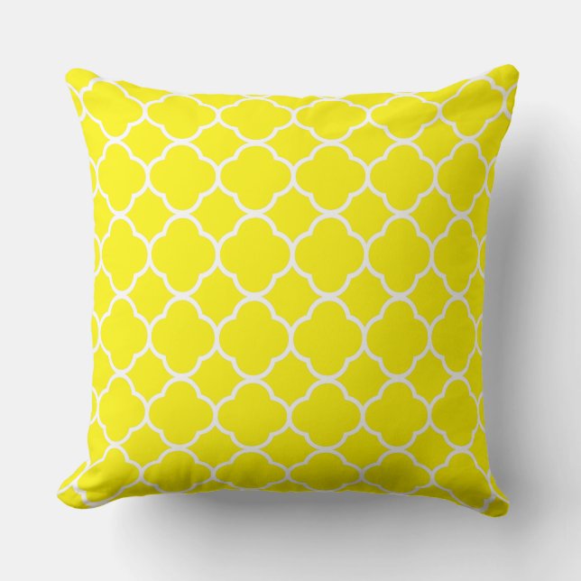 Coussin Quatrefoil Citron Jaune Blanc Décor Maison Mignonn (Recto)