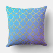 Coussin Quatrefoil Gold Foil Motifs Blue Ombre Sparkly (Verso)