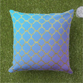 Coussin Quatrefoil Gold Foil Motifs Blue Ombre Sparkly (Herbe)