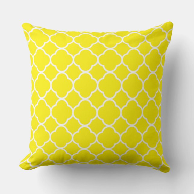 Coussin Quatrefoil Jaune Blanc Sunshine Décor Coton (Recto)