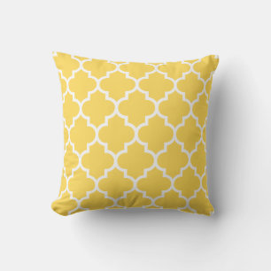 Coussin Quatrefoil jaune moutarde