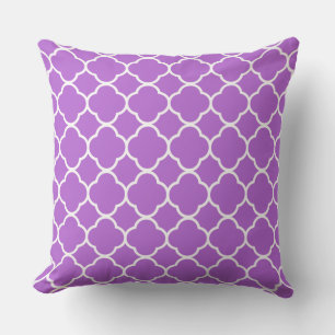 Coussin Quatrefoil Lilac violet blanc treillis Cool Coton