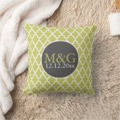 Coussin Quatrefoil Monogramme Mariage Vert et Blanc (Couverture)