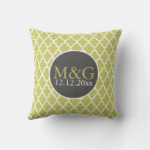 Coussin Quatrefoil Monogramme Mariage Vert et Blanc (Verso)