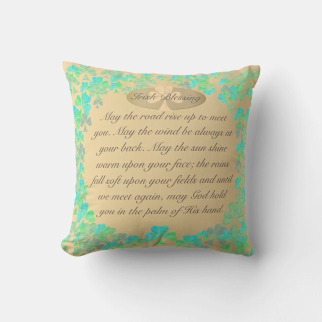 Coussin "Que la route monte..." Shamock&Gold Irish Bless (Recto)