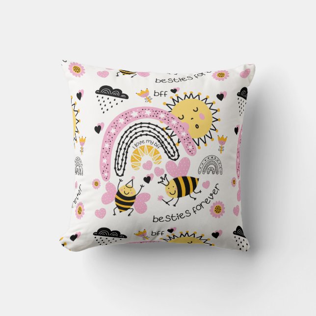 Coussin Queen Bees Best Friends Forever Cute (Recto)