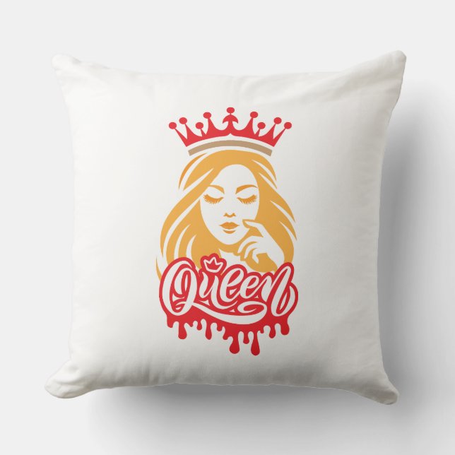 Coussin Queen Design – Typographie élégante de couronne ro (Recto)