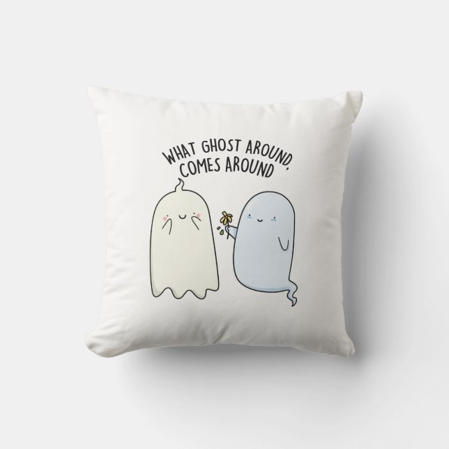 Coussin Quel fantôme autour revient autour du jeu de mots  (Recto)