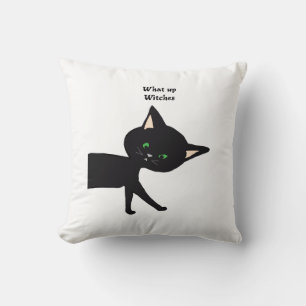 Coussin Quelle Sorcière ! Chat noir drôle avec yeux verts