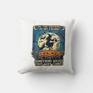 Coussin Quelque chose de méchant arrive sorcière Halloween