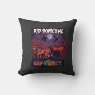Coussin Quelqu'un a dit friandise Halloween Lama Sorcière