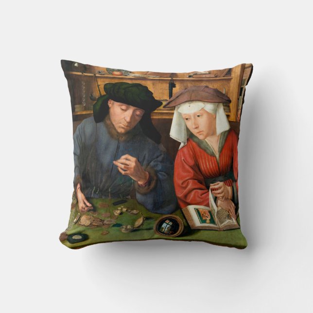 Coussin Quentin Matsys - Le Moneylender et sa femme (Recto)