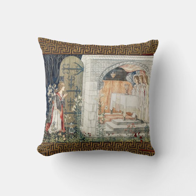 Coussin Quête du Saint Graal, Vision des Anges à Perceval (Recto)