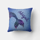 Coussin Queue de sirène pailletée bleu violet Nom personna (Verso)