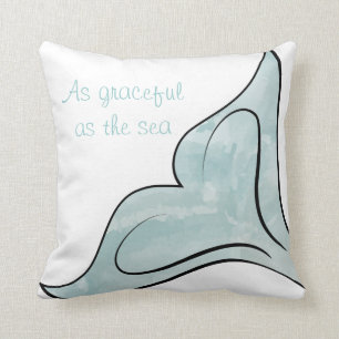 Coussin Queue réversible de baleine d'aquarelle